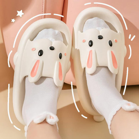 Women'S Cute Cartoon Animal Ears Non-Slip Shower Sandals Bathroom Soft Slipper Cat Ears Couples Shoes