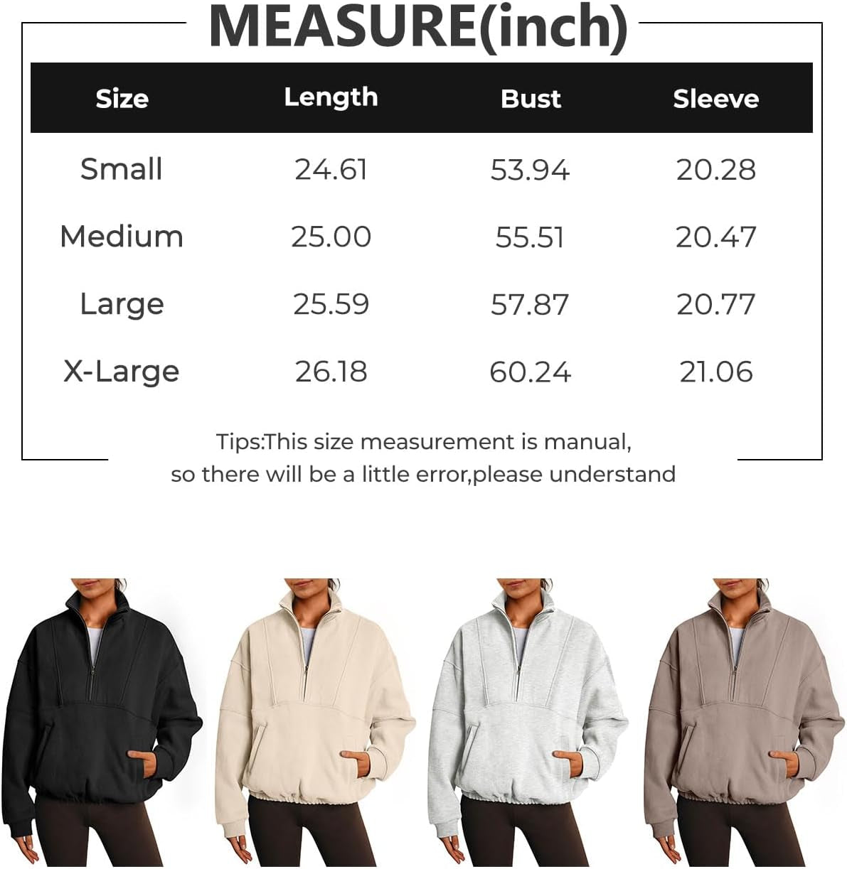 Womens Oversized Sweatshirts Quarter Zip Pullover Long Sleeve Half Zip Hoodies Tops Fall Y2K Clothes