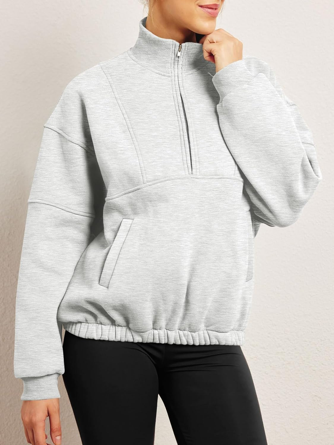Womens Oversized Sweatshirts Quarter Zip Pullover Long Sleeve Half Zip Hoodies Tops Fall Y2K Clothes