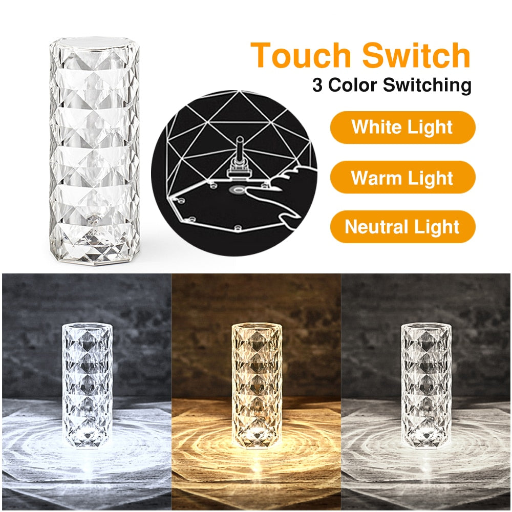 Touching Control Rose Crystal Lamp