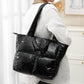 Puffer Tote Bag with Zipper for Women Quilted Soft Padded Shoulder Handbag Large Capacity Purse for Daily Use