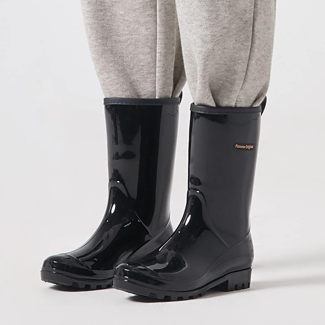 Mid Calf Rain Boots for Women Waterproof Garden Shoes Anti-Slipping Rainboots for Ladies Comfortable Insoles Stylish Light Rain Shoes Outdoor Work Shoes